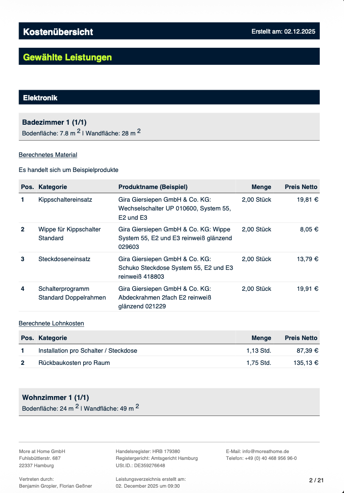 Leistungsübersicht Beispiel 3